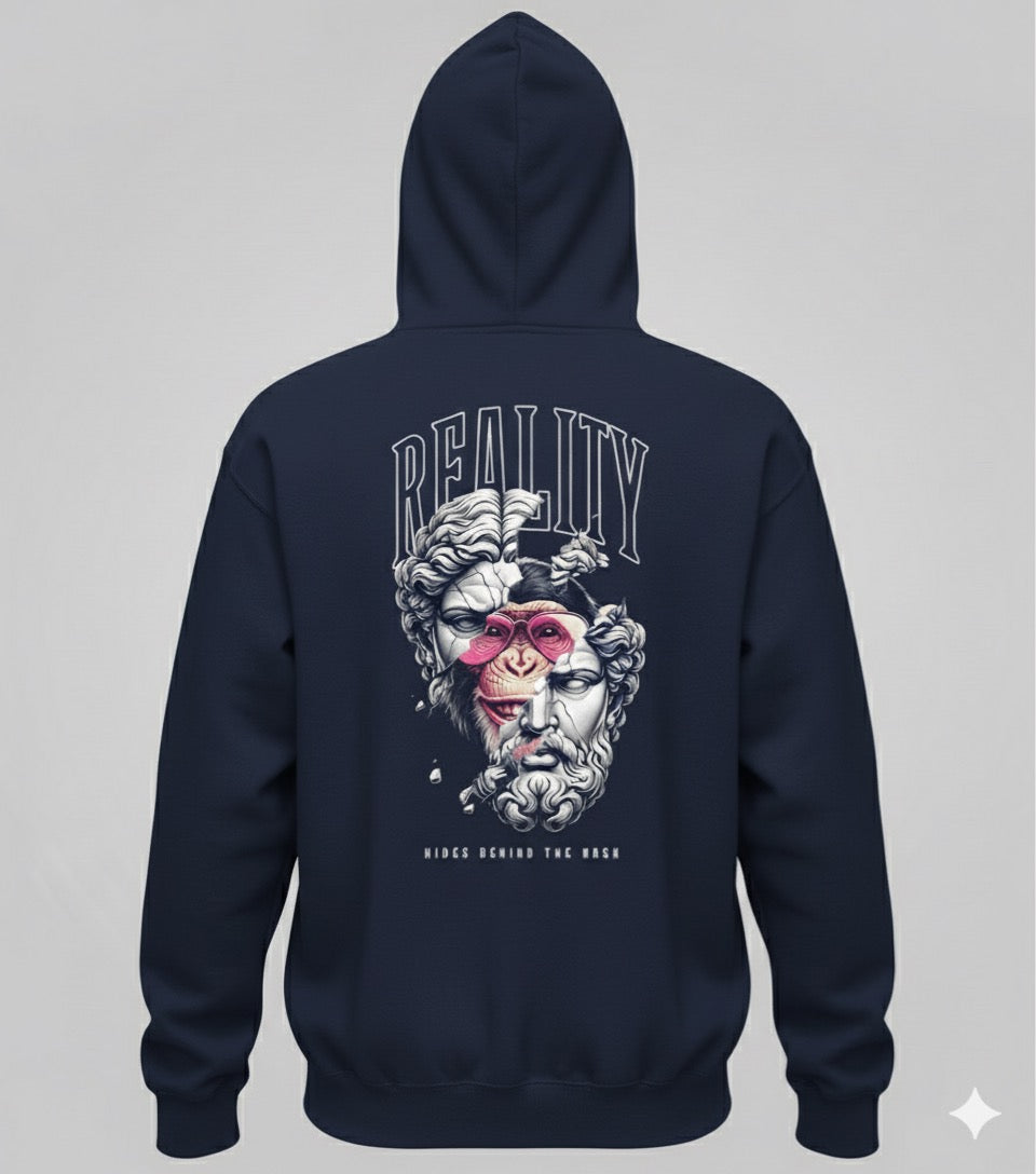 Graphic Maroon Hoodie – “Hides Behind The Mask”