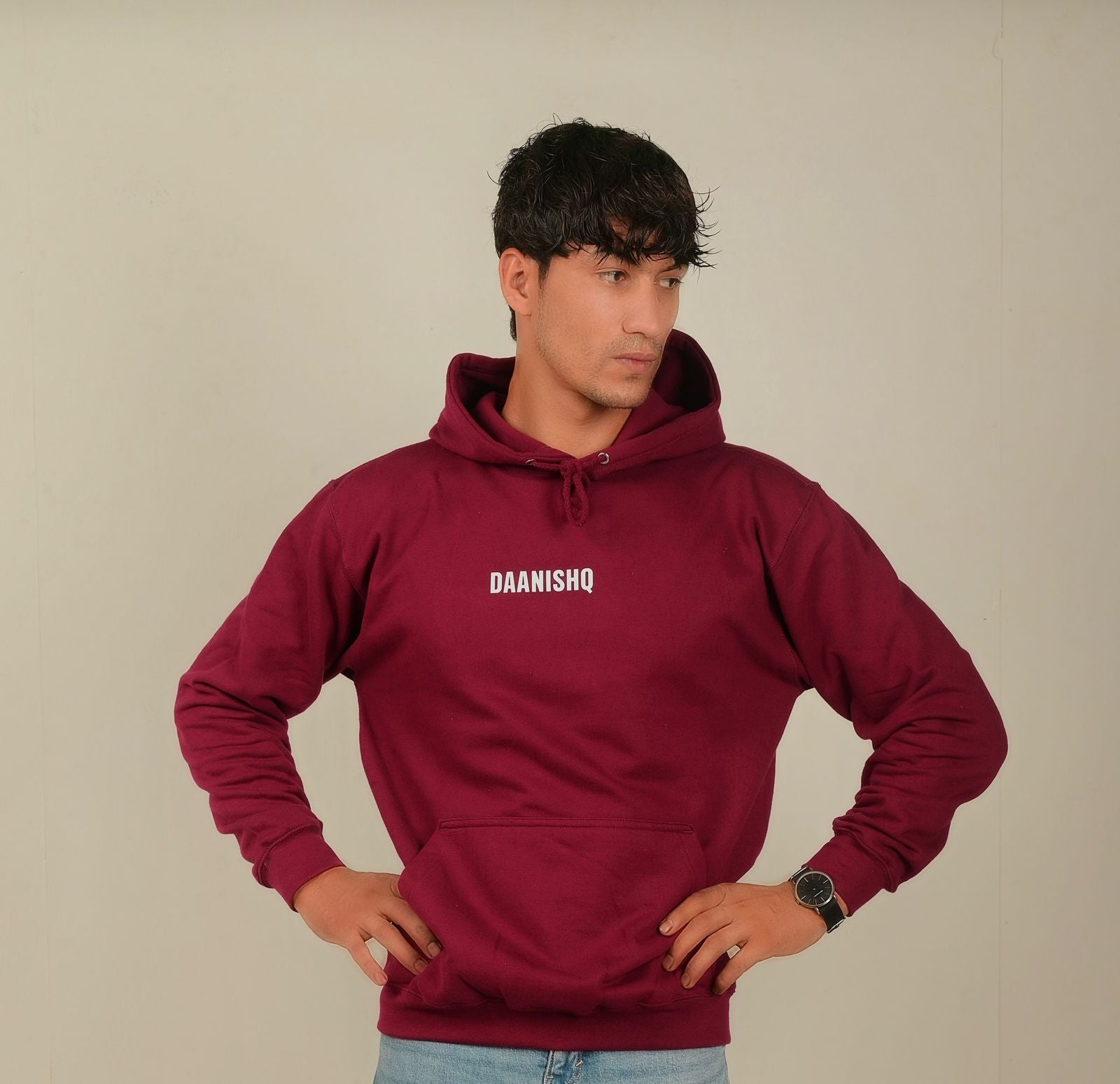 Graphic Maroon Hoodie – “Hides Behind The Mask”
